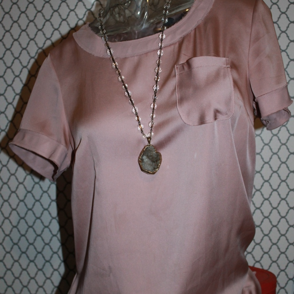 Silky Blush Pink Tunic Shirt Blouse